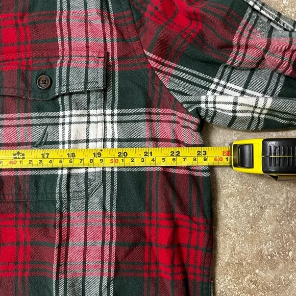 Nautica Men's Classic Red and Green Plaid Flannel Shirt - Picture 6 of 8